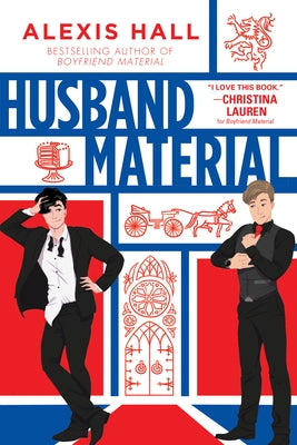 Paperback copy of Husband Material novel by Sourcebooks Casablanca, featuring colorful cover art with playful typography.