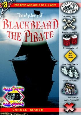 Paperback book titled "The Mystery of Blackbeard the Pirate" from Carole Marsh Mysteries series, featuring a pirate-themed cover.