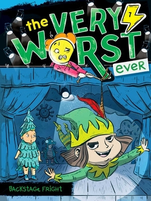Backstage Fright paperback book by Little Simon, showing the cover with spooky illustrations and playful typography.