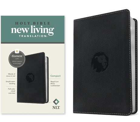NLT Compact Bible, Filament Enabled (Leatherlike, Regal Lion Black, Red Letter) Bible Tyndale House Publishers