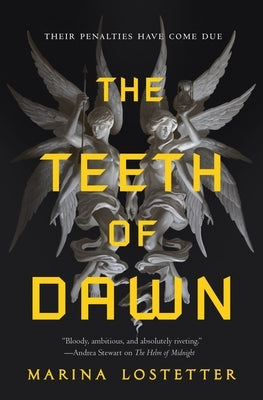 Paperback copy of "The Teeth of Dawn" by Tor Books, featuring the book cover with dark and mysterious artwork.