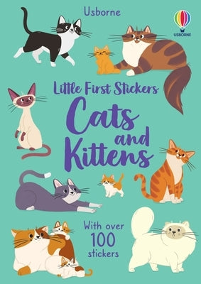 Paperback Little First Stickers Cats and Kittens book by Usborne Books with colorful cat and kitten stickers on the cover.