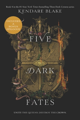 Paperback of Five Dark Fates by Quill Tree Books showing the book cover with dark, mystical artwork and title text.