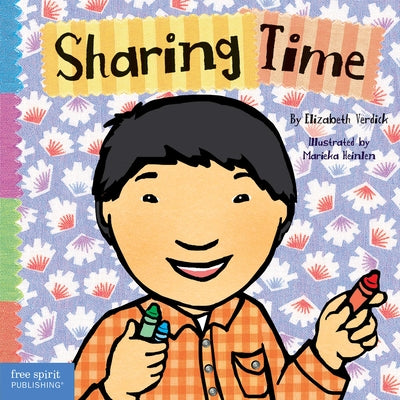 Sharing Time board book by Free Spirit Publishing, featuring colorful illustrations of children sharing and playing together.