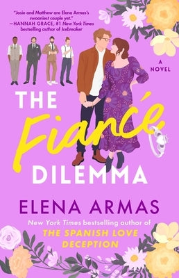 Paperback of The Fiance Dilemma novel by Atria Books featuring a colorful cover with romantic imagery.