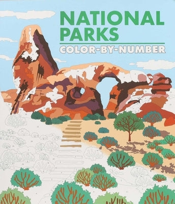 Color-by-number paperback book featuring national parks scenes by Thunder Bay Press, with vibrant outdoor landscapes and detailed illustrations.