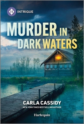 Mass market paperbound of Murder in Dark Waters by Harlequin Intrigue, featuring a mysterious cover with dark waters and shadowy figures.