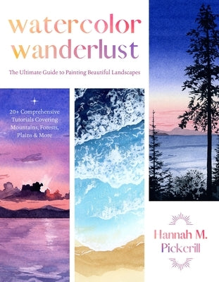 Paperback book titled "Watercolor Wanderlust" by Page Street Publishing, featuring a colorful landscape watercolor painting on the cover.