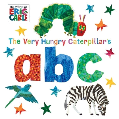 Colorful The Very Hungry Caterpillar's ABC board book by World of Eric Carle showing vibrant illustrations of alphabet letters and caterpillar images.