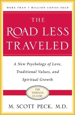 Paperback of "The Road Less Traveled, Timeless Edition" by Touchstone Books, showing the front cover with title and author.