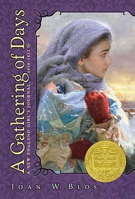 Paperback of "A Gathering of Days: A New England Girl's Journal, 1830-1832" by Atheneum Books for Young Readers, showing journal pages.