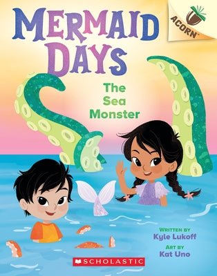 Paperback of The Sea Monster: An Acorn Book by Scholastic Inc., featuring a colorful illustration of a sea monster and mermaids.