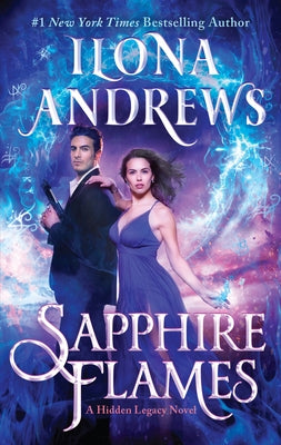 Cover of Sapphire Flames mass market paperback novel by Avon Books featuring fiery blue and gold fantasy artwork.