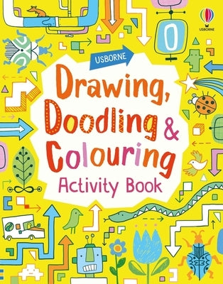 Usborne Books paperback drawing, doodling, and coloring activity book with colorful pages and various creative illustrations.
