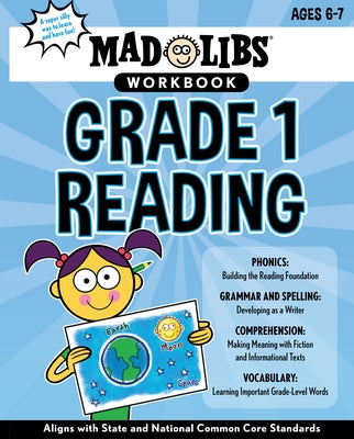 Mad Libs Grade 1 Reading Workbook paperback by Mad Libs, featuring colorful pages with reading activities for early learners.