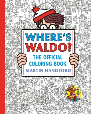 Paperback "Where's Waldo?" coloring book by Candlewick Press featuring colorful pages and illustrations for children.