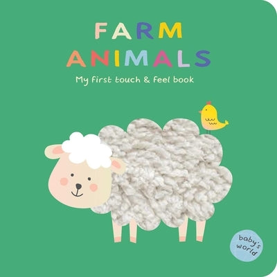 Farm animals touch and feel board book by Lake Press featuring colorful illustrations and textured elements for young children.
