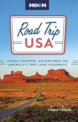 Paperback book titled "Road Trip USA" by Moon Travel showing a scenic cross-country highway with a vintage car.