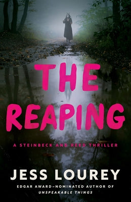 Paperback of The Reaping by Thomas & Mercer, featuring the book cover with dark, ominous imagery and title text on the front.