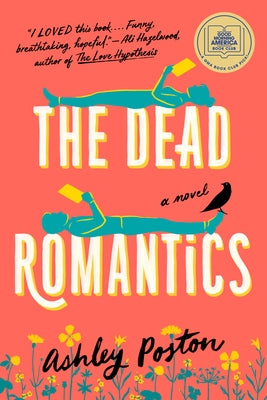 Paperback copy of "The Dead Romantics" book by Penguin Publishing Group, featuring cover art and title text.