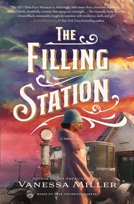 Paperback of The Filling Station historical fiction novel by Thomas Nelson, depicting a vintage train station scene.