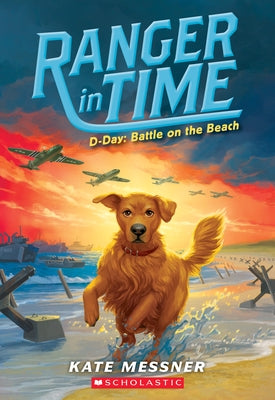 Paperback of D-Day: Battle on the Beach by Scholastic Press, showing the book cover with historical images of soldiers landing on the beach.
