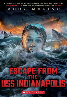 Paperback of "Escape from the USS Indianapolis" by Scholastic Inc., showing the book cover with maritime and wartime imagery.