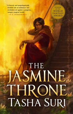 Paperback of The Jasmine Throne by Orbit, featuring a cover with intricate artwork and mystical design elements.