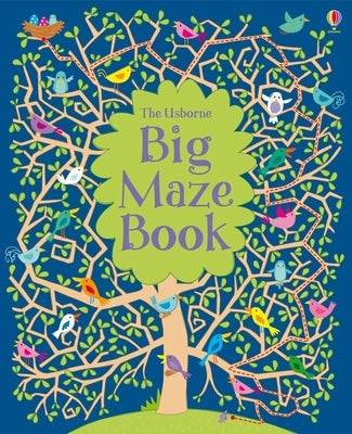 Colorful cover of Usborne Big Maze Book, a paperback puzzle book for kids with intricate maze illustrations.