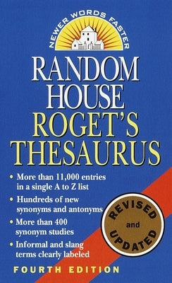 Mass market paperbound of Ballantine Books' Roget's Thesaurus by Random House, showing the book's cover with title and publisher details.