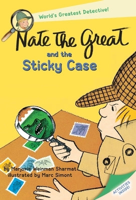 Paperback of Nate the Great and the Sticky Case by Yearling Books, featuring colorful cover art with Nate and a sticky note.
