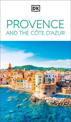 Paperback book titled "DK Provence and the Cote d'Azur" by DK Publishing, featuring scenic images of southern France.