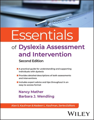 Paperback book titled "Essentials of Dyslexia Assessment and Intervention" by Wiley, featuring a close-up of the cover design.
