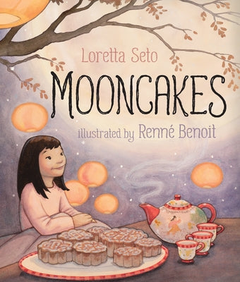 Paperback mooncakes book by Orca Book Publishers with colorful cover art featuring mooncakes and traditional Chinese motifs.