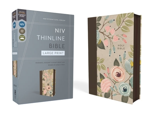 Niv, Thinline Bible, Large Print, Leathersoft, Floral, Zippered, Red Letter, Comfort Print Bible Zondervan