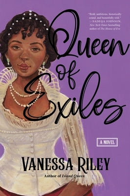 Paperback of "Queen of Exiles" novel by William Morrow & Company, featuring a cover with a regal black-themed design.