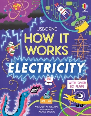 Usborne Books "How It Works: Electricity" board book featuring colorful illustrations explaining electrical concepts for children.