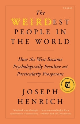 Paperback book titled "The Weirdest People in the World" by Picador USA, showing the cover with abstract illustrations.