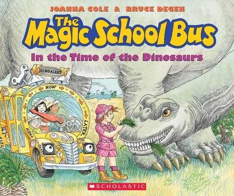 Paperback of The Magic School Bus in the Time of the Dinosaurs by Scholastic Press, showing colorful dinosaur illustrations.