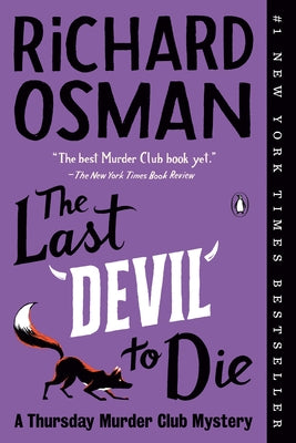 Paperback of The Last Devil to Die by Penguin Books, a Thursday Murder Club mystery novel with a colorful cover and book details.