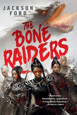 Paperback copy of The Bone Raiders novel by Orbit featuring dark, atmospheric cover art with mysterious bone imagery.