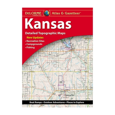 Delorme Atlas & Gazetteer: Kansas, mass market paperbound map book by Delorme Mapping Company showing detailed state maps and landmarks.
