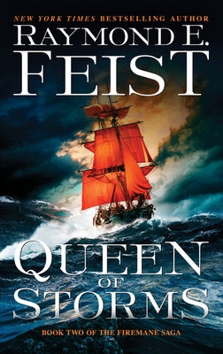 Mass market paperback of "Queen of Storms" from the Firemane Saga by Harper Voyager, showing the book cover with stormy artwork.