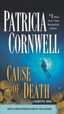 Mass market paperbound copy of "Cause of Death: Scarpetta" by Patricia Cornwell, featuring the book cover with title and author name.