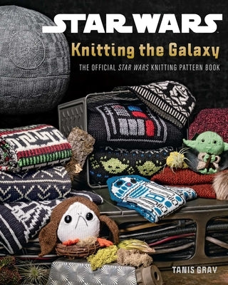 Paperback book titled "Star Wars: Knitting the Galaxy" by Insight Editions, featuring colorful knitting pattern pages.