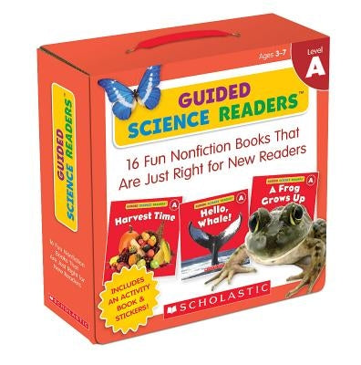 Scholastic Teaching Resources Guided Science Readers Level A boxed set with 16 nonfiction books, stickers, and activity book for new readers.