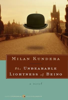 Paperback of "The Unbearable Lightness of Being" by Harper Perennial, featuring the book cover with text and artwork.