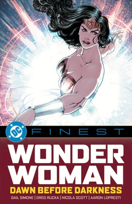Paperback of DC Comics Wonder Woman: Dawn Before Darkness with colorful cover art featuring Wonder Woman in her iconic costume.