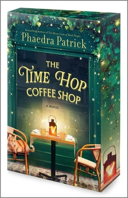 Paperback copy of The Time Hop Coffee Shop novel by Park Row, featuring a colorful book cover with vintage cafe imagery.
