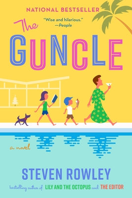 Paperback copy of "The Guncle" by G.P. Putnam's Sons, showing the book cover with colorful design and title text.